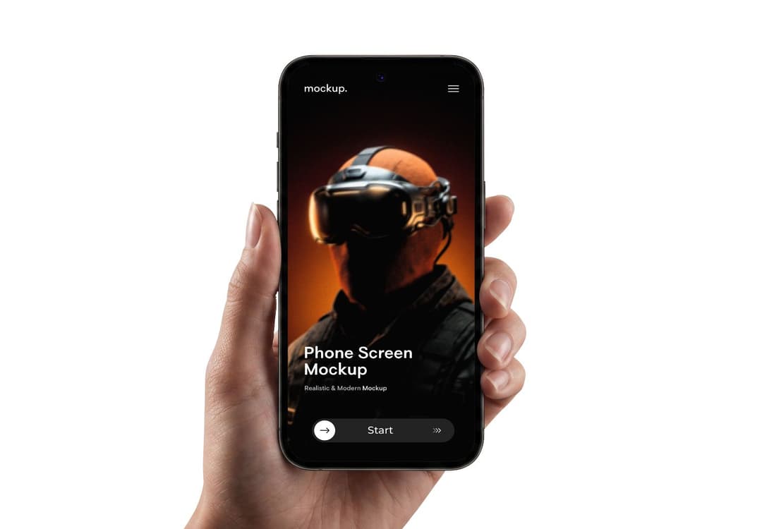 Realistic Hand Holding Phone Mockup