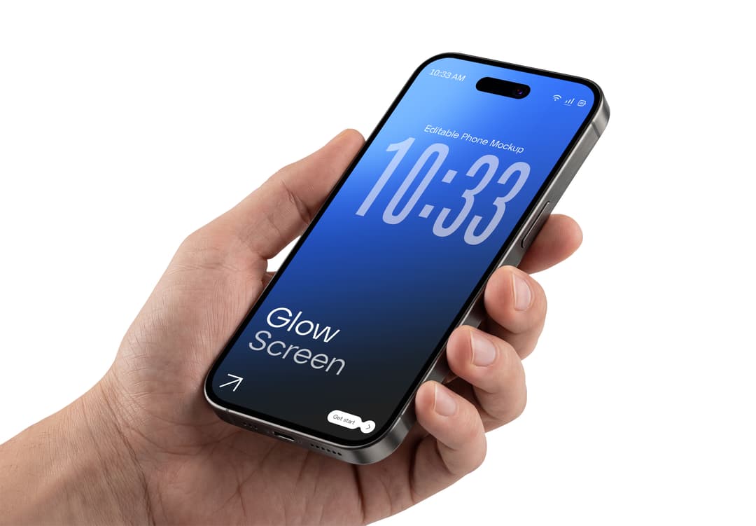 Realistic Hand Holding Smartphone Mockup