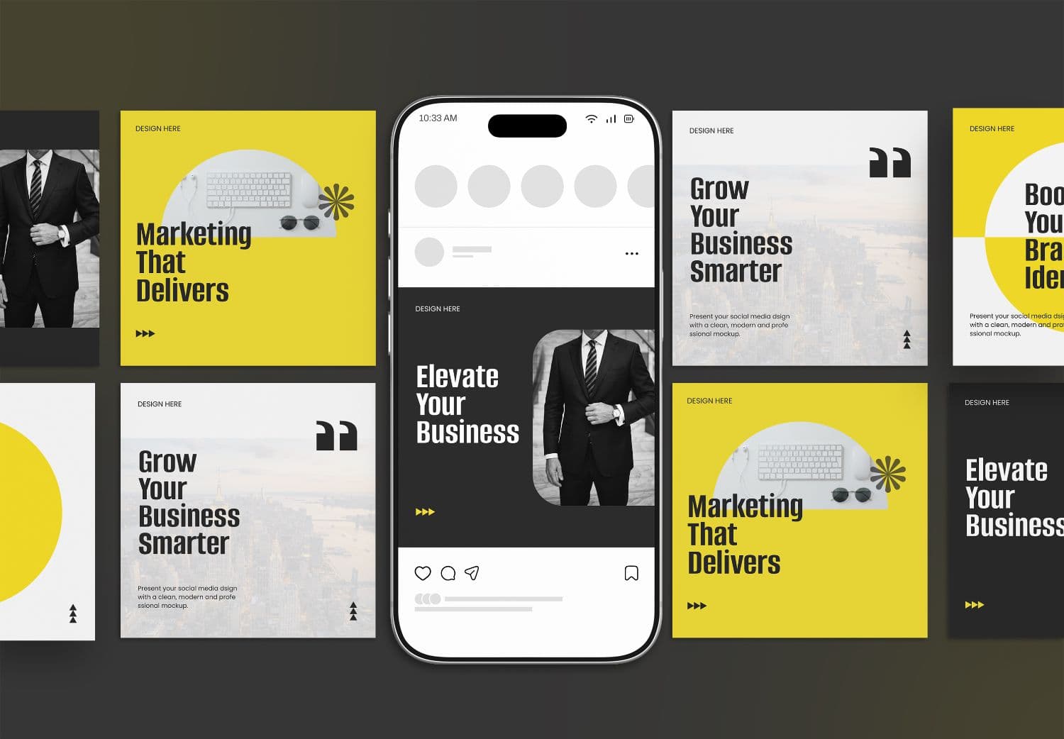 Social Media Campaign Mockup with Multiple Posts
