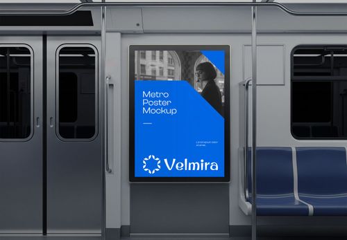 Metro Poster Mockup Inside Modern Train