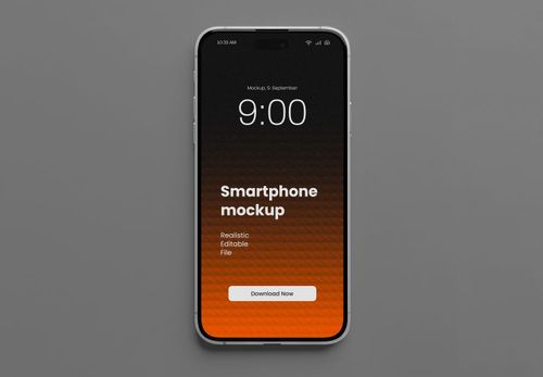 Smartphone Mockup with Gradient Orange Screen