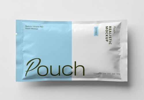 Light Blue Pouch Mockup - Editable PSD Packaging Template