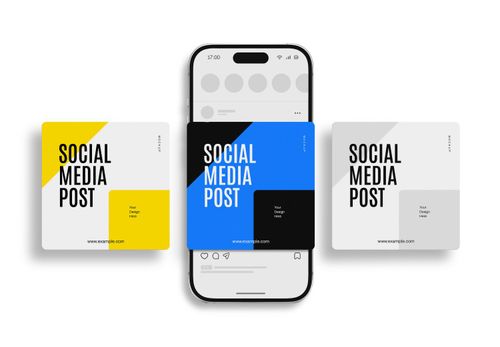 iPhone Social Media Post Mockup - Editable PSD Template