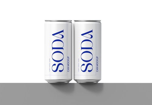 White Soda Can Mockup - Editable PSD Template