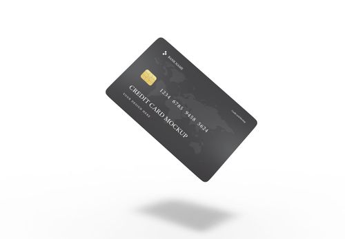 Black Credit Card Mockup - Floating Editable PSD Template