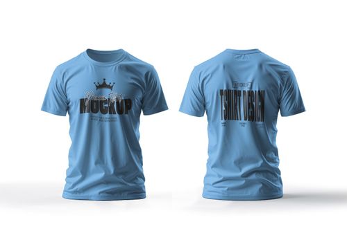Blue T-Shirt Mockup - Front & Back View for Branding & Merch Design