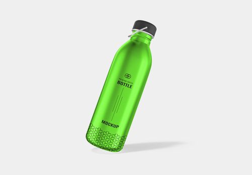 Vibrant Green Water Bottle Mockup - Premium Metal Design for Branding & Packaging