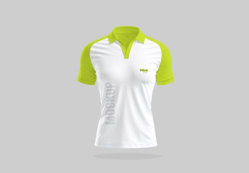 White & Lime Green Polo Shirt Mockup - Premium Design Presentation