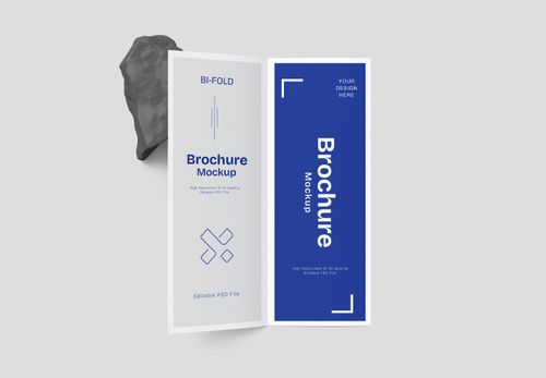 Bi-Fold Brochure Mockup with Stone Accent